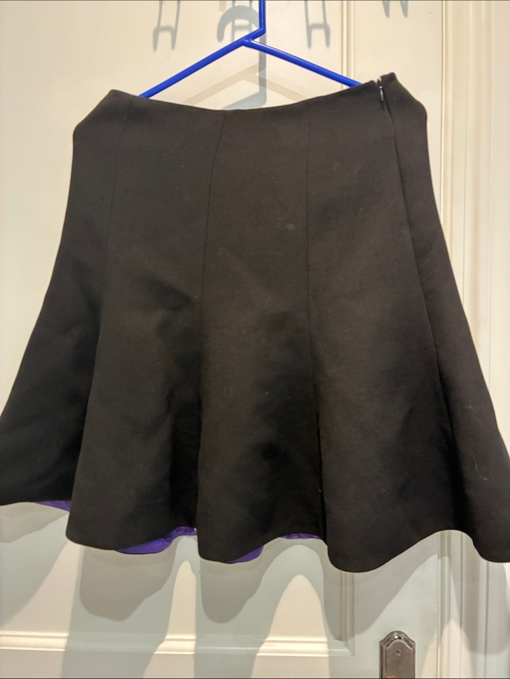 PRADA Black Flared Mini Skirt Purple Silk Lining Size 42 ⭐️